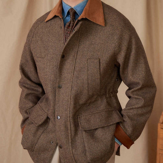 Wool Safari Jacket All-matching Stitching Collar Warm Retro Coat