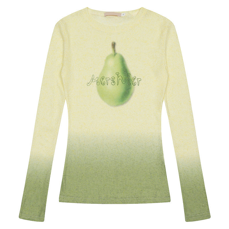 Gradient Flower Long-sleeved T-shirt For Women