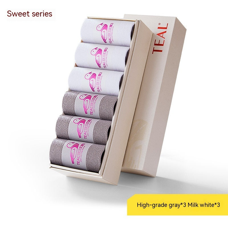 Antibacterial Deodorant Thread Socks Boneless Stitched Candy Solid Color