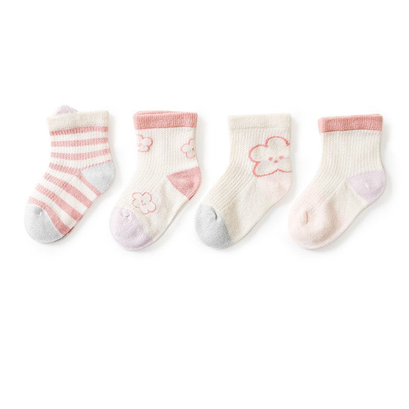 Thin Baby Socks With Mesh For Breathability