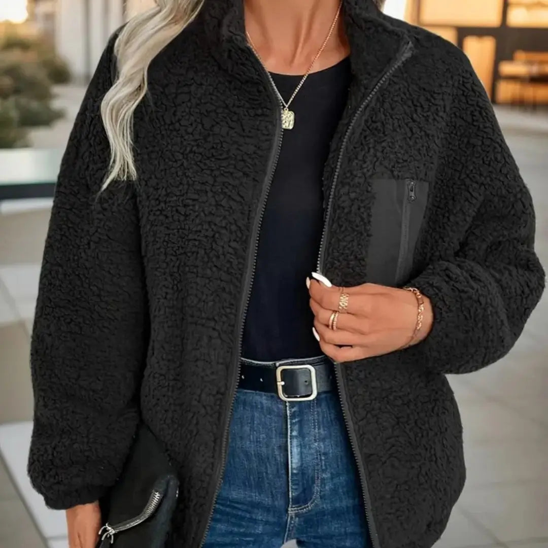 Women's Simple Fashion Zipper Drooping Shoulder Jacket null