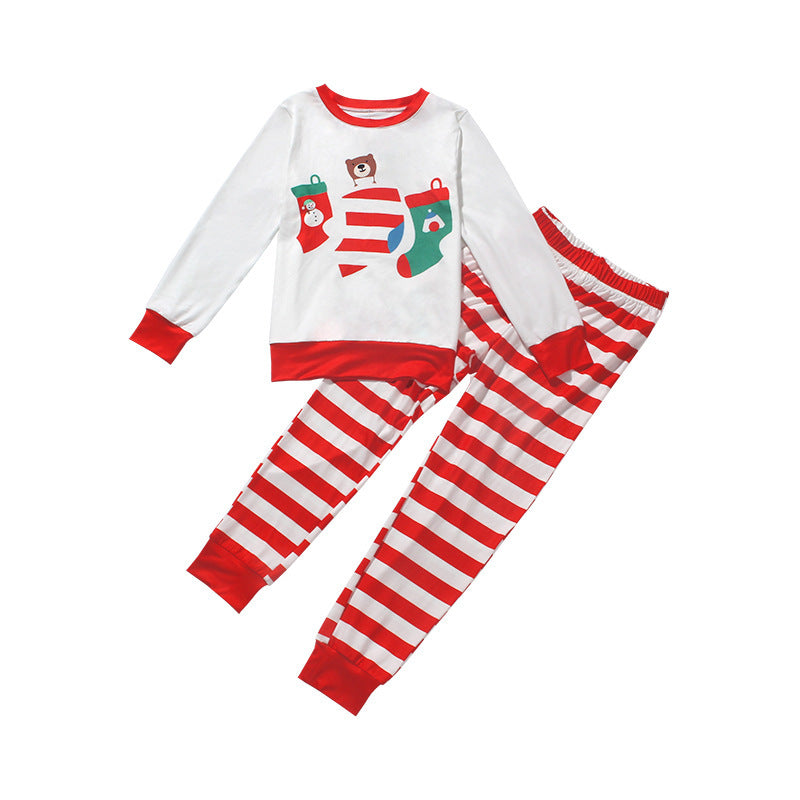 Striped Printed Long Sleeves Home Leisure Parent-child Suit