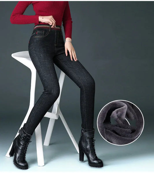Women's winter plush thick jeans Nipaaj
