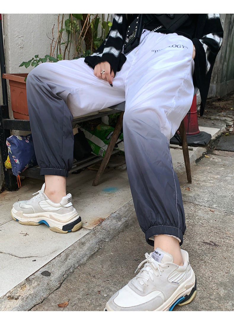 Gradient beam pants national tide men and women lovers ins street hip hop pants