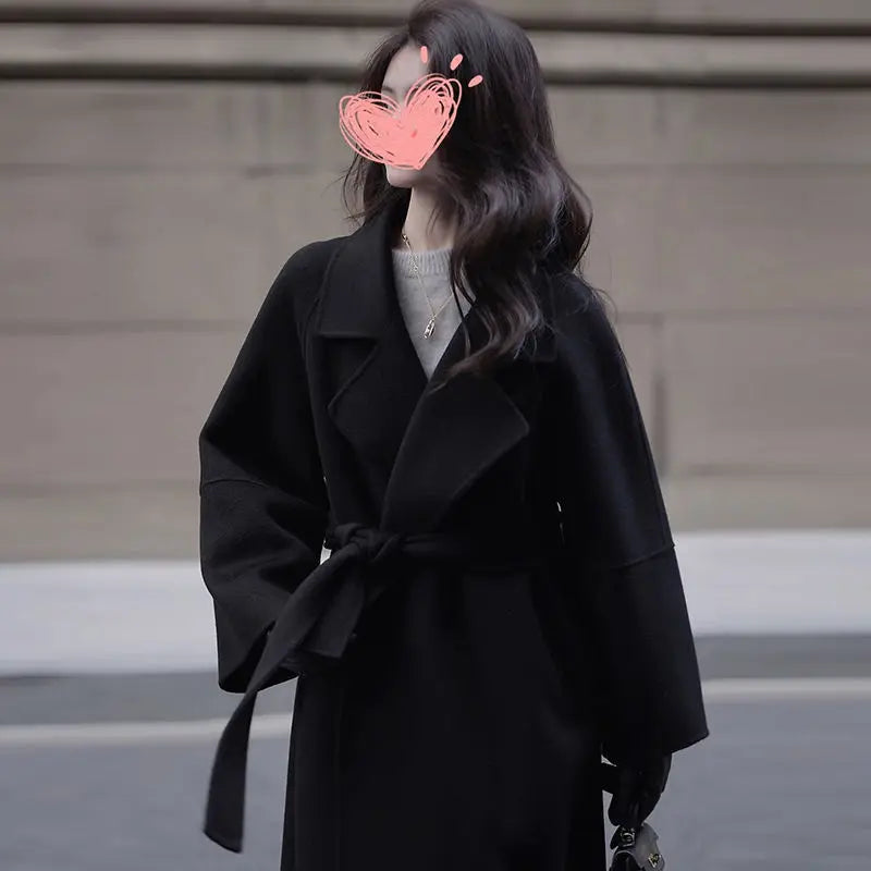 Mid-length Fall Winter Fashion Socialite Below-the-knee Coat null