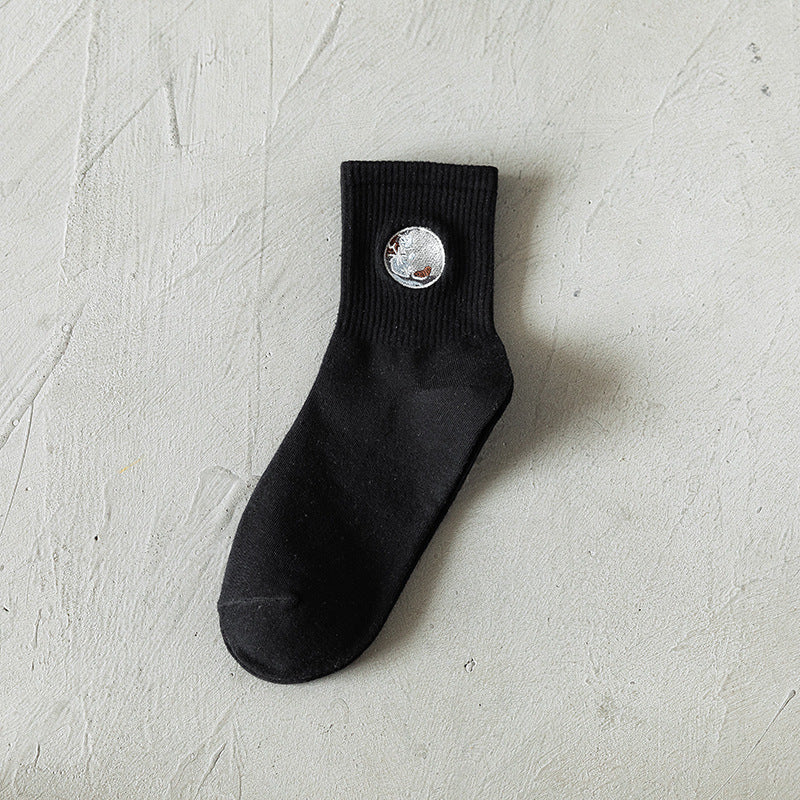 Women's Autumn And Winter Cartoon Illustration Japanese Style Mid-calf High Length Cotton Socks