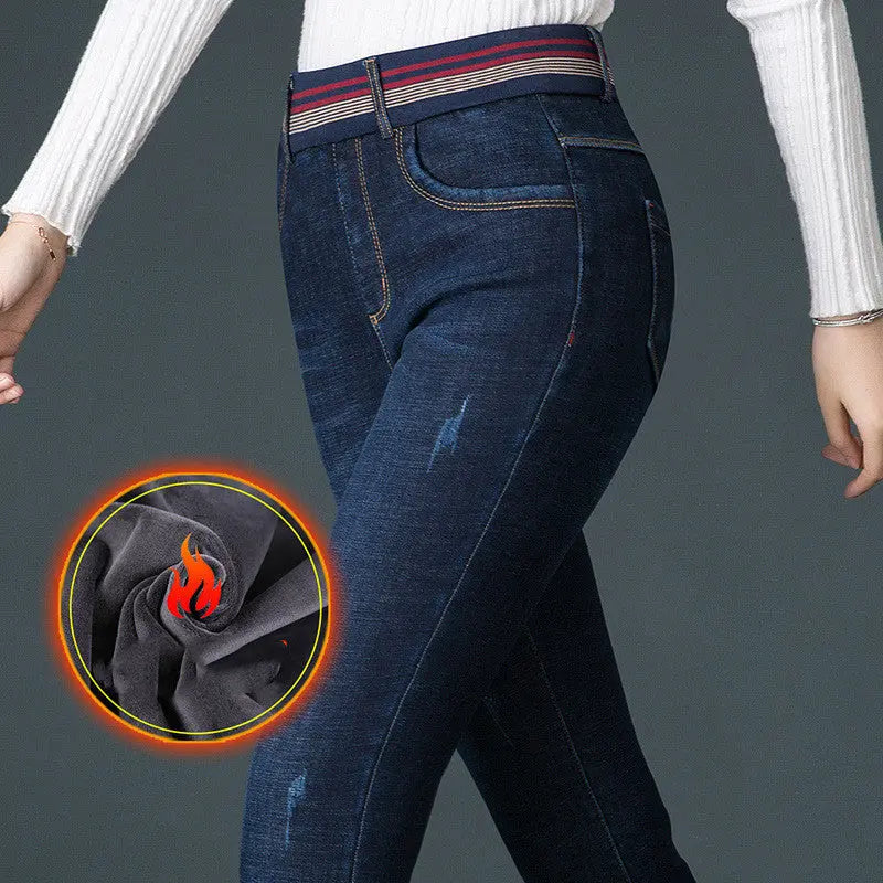 Women's winter plush thick jeans Nipaaj