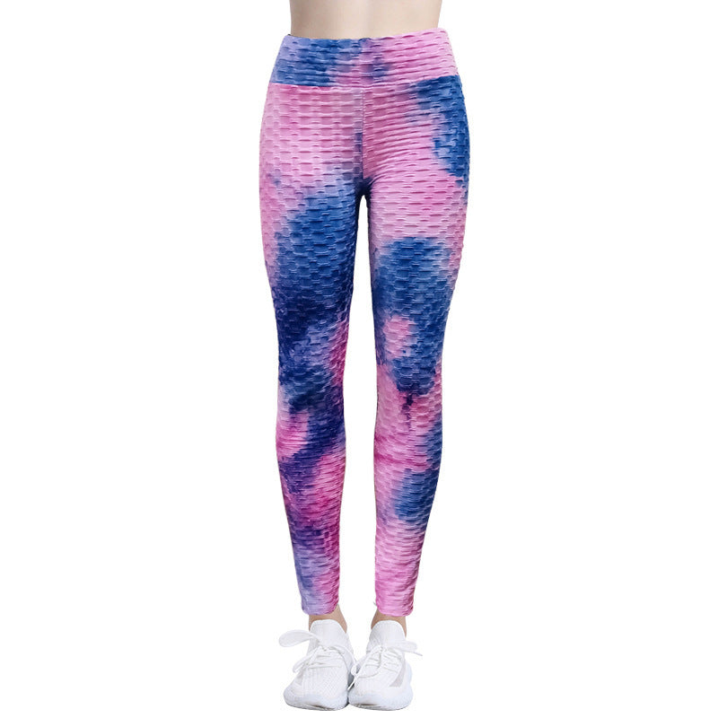 High Waist Workout Bubble Tie-dye Yoga Pants