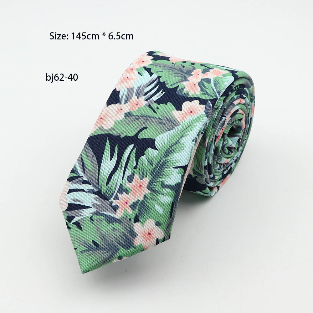 Korean Casual Men'S 7Cm Printed Tie, Pineapple Flower Tie, Cross-Border Source Manufacturer Wholesale