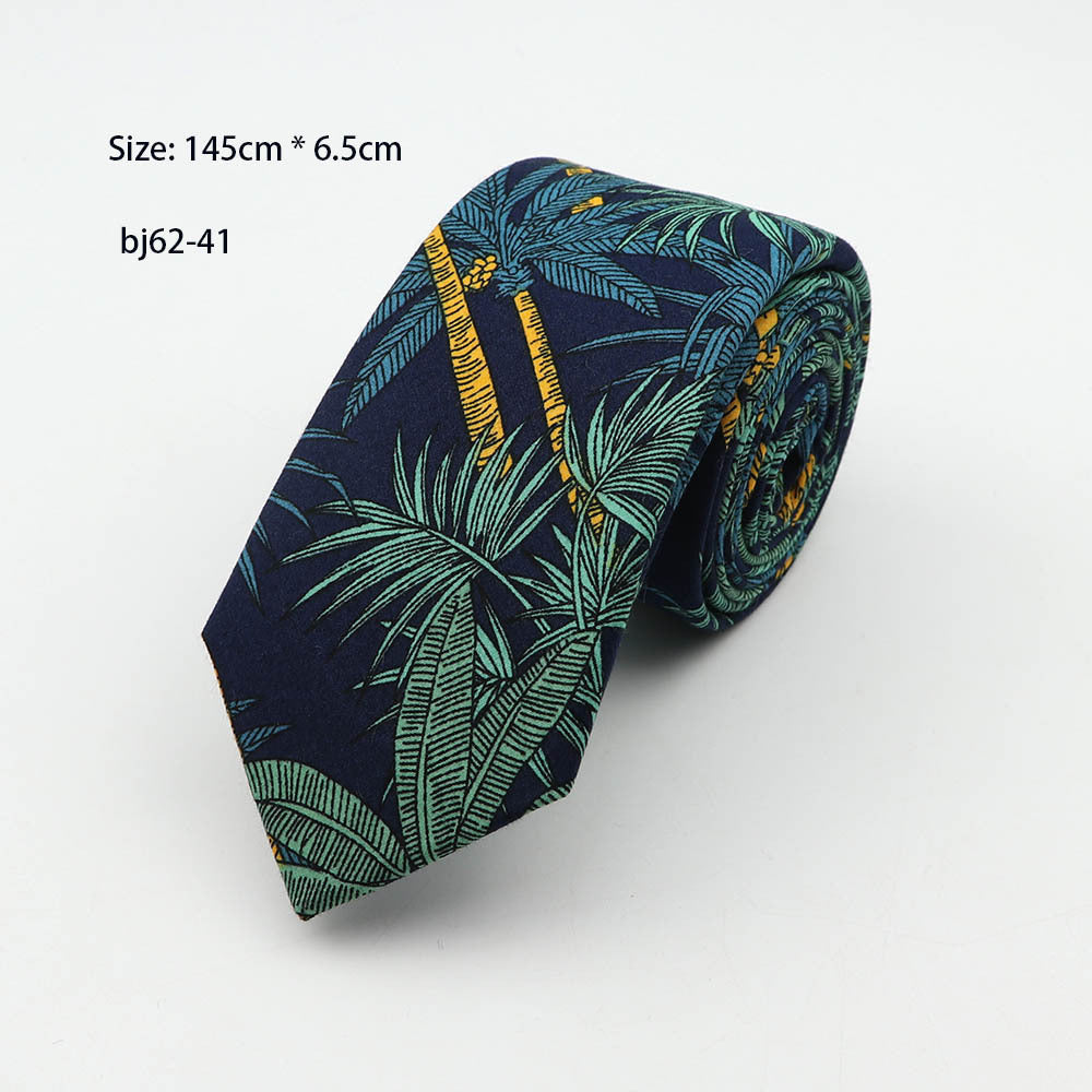 Korean Casual Men'S 7Cm Printed Tie, Pineapple Flower Tie, Cross-Border Source Manufacturer Wholesale