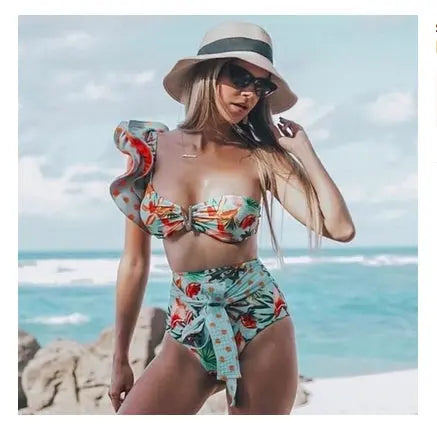 Swimwear Swimsuit Women Bikini Sexy Swimming Red High Waist null
