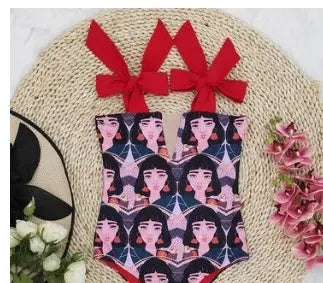 Swimwear Swimsuit Women Bikini Sexy Swimming Red High Waist null