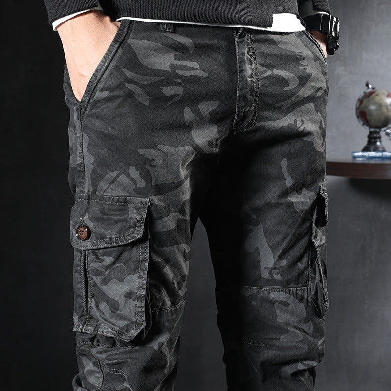 Men's slim overalls Korean casual pants shot by youth