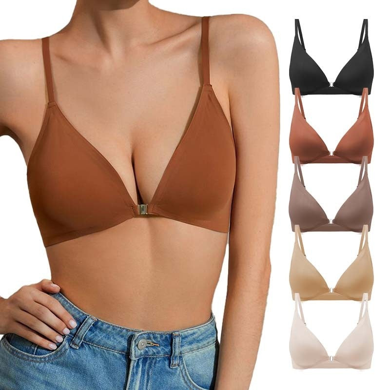 Women's Underwear Thin Small Breast Push Up Women's Front Buckle Backless Bra