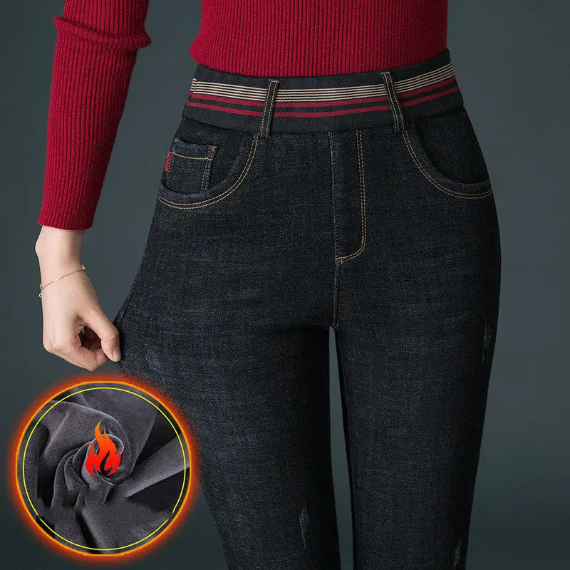Women's winter plush thick jeans Nipaaj