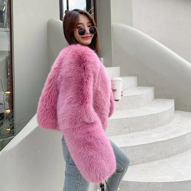 New Whole Skin Fox Fur Coat Female null