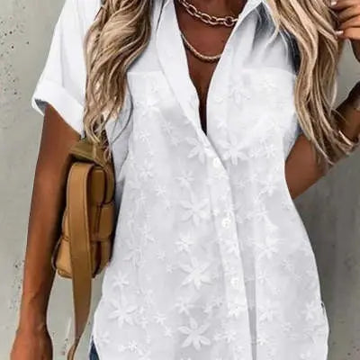 Casual Lace Loose White Shirt Shirt null