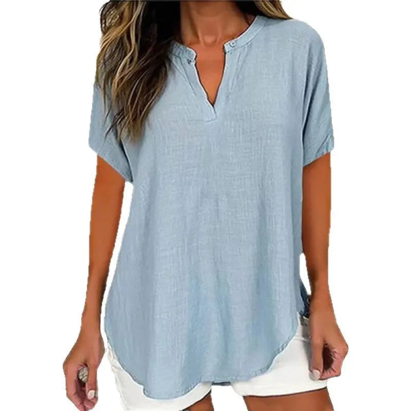 3D Printed Women's Spring And Summer Loose V-neck Short Sleeve Top null