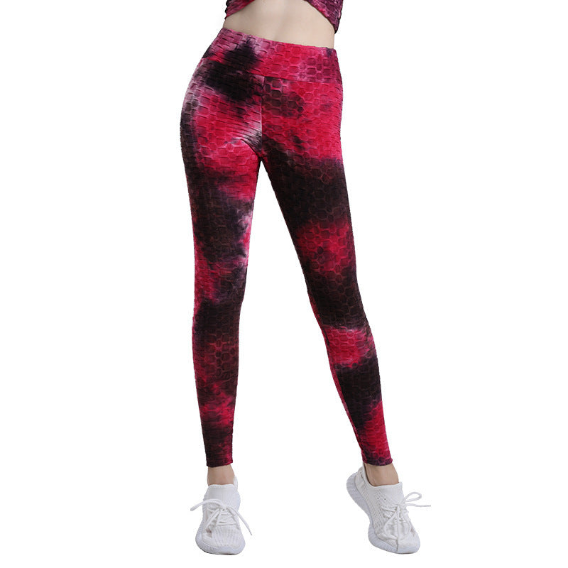 High Waist Workout Bubble Tie-dye Yoga Pants
