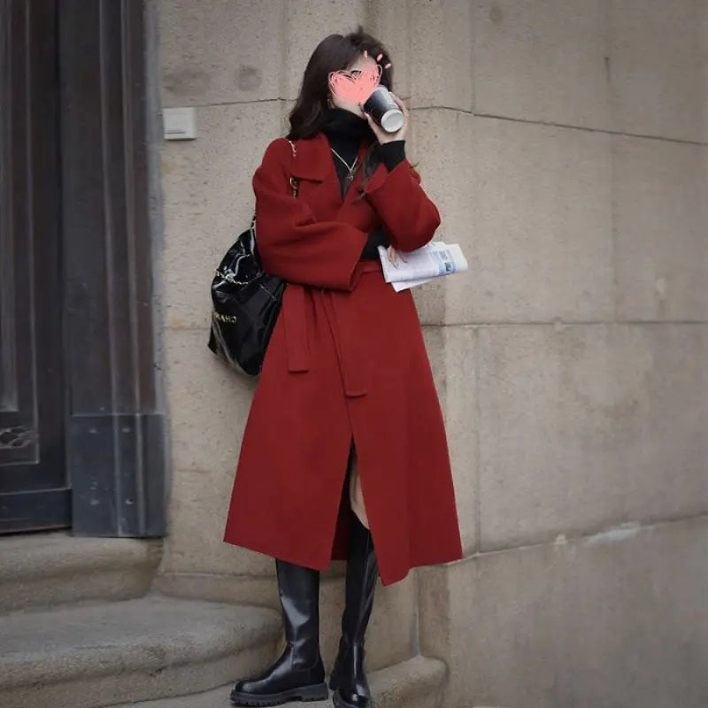 Mid-length Fall Winter Fashion Socialite Below-the-knee Coat null