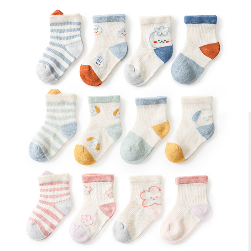 Thin Baby Socks With Mesh For Breathability