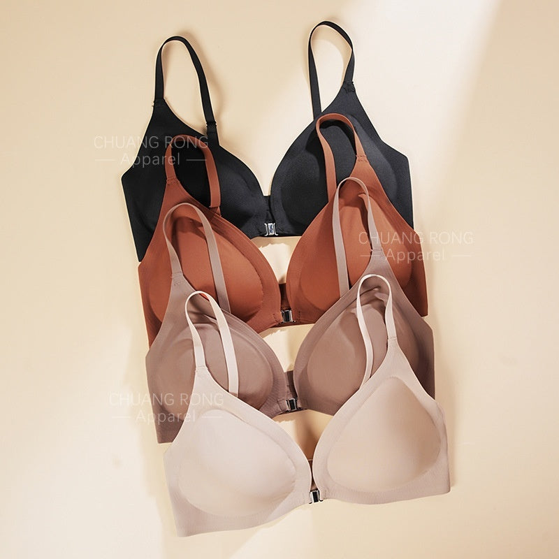 Women's Underwear Thin Small Breast Push Up Women's Front Buckle Backless Bra