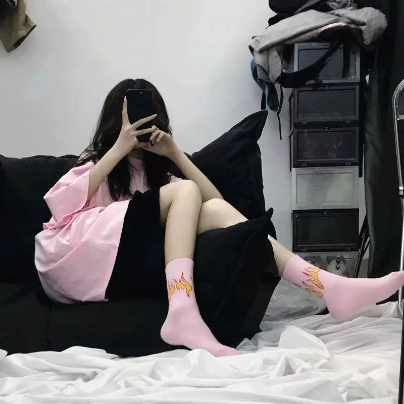 New Flame Socks Men And Women Pure Cotton