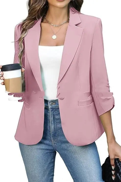 Solid Color Lightweight Slim Suit Jacket null