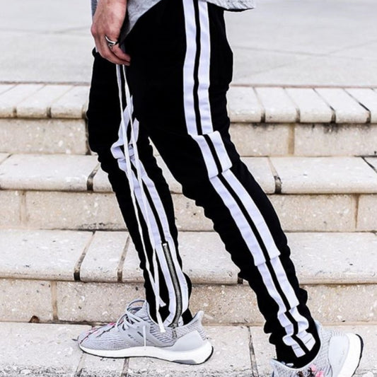 Two Bars Side White Side Retro Street Casual High Street Small Feet Cut Pants