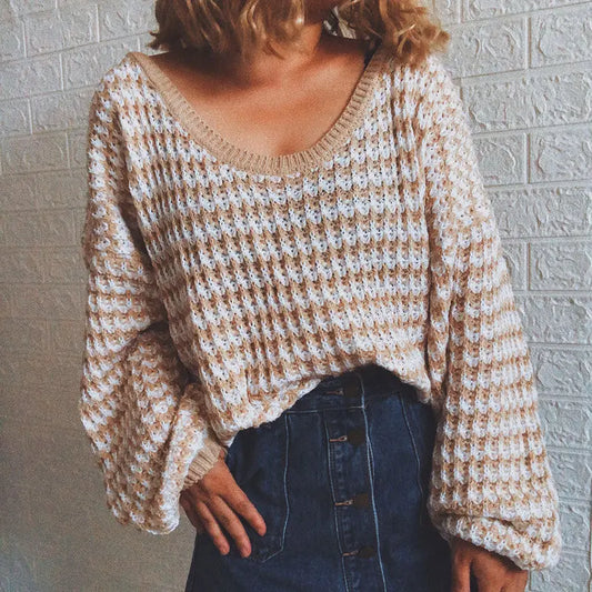 Pullover Striped Women's Knit Sweater Nipaaj