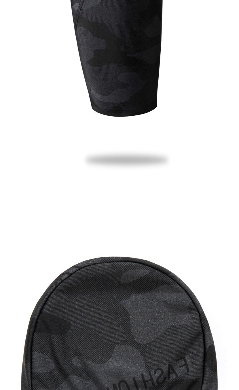 Men's Camouflage Letters Quick-drying Swimming Trunks Swimming Cap