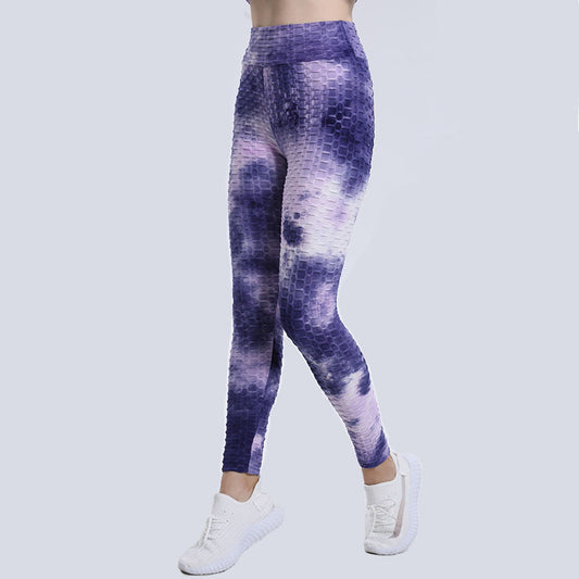 High Waist Workout Bubble Tie-dye Yoga Pants