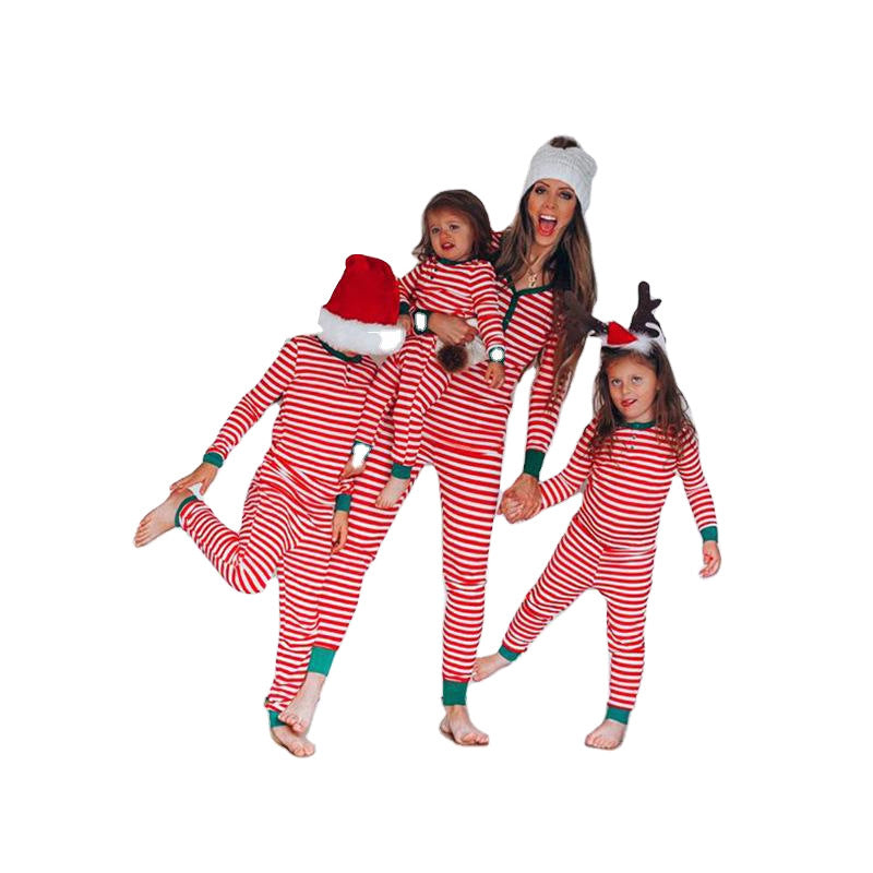 Women's New Christmas Parent-child Suit Stripe Print Casual