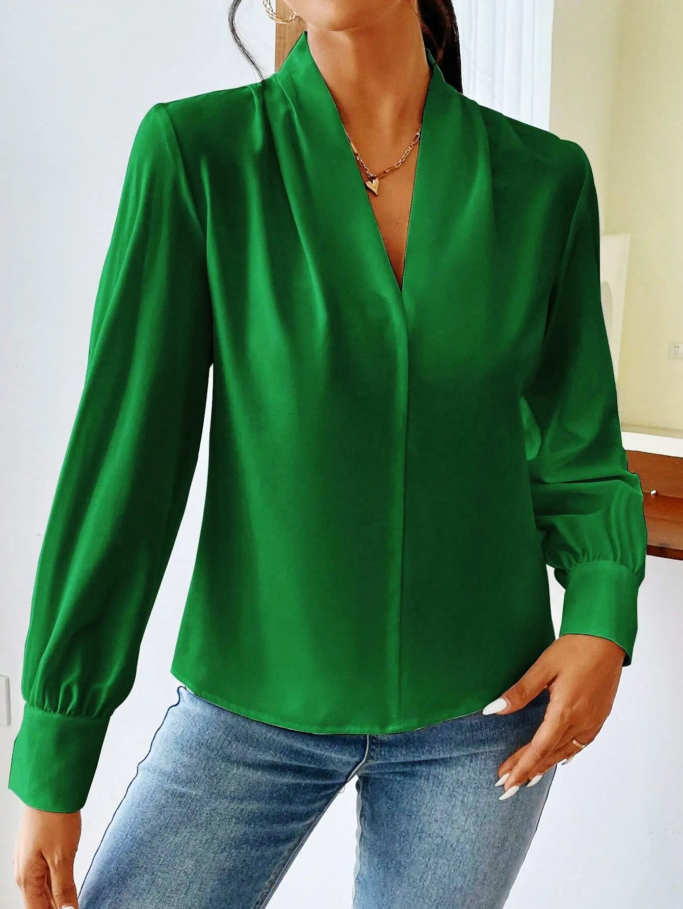 Long Sleeve Design Sense V-neck Loose Top Nipaaj
