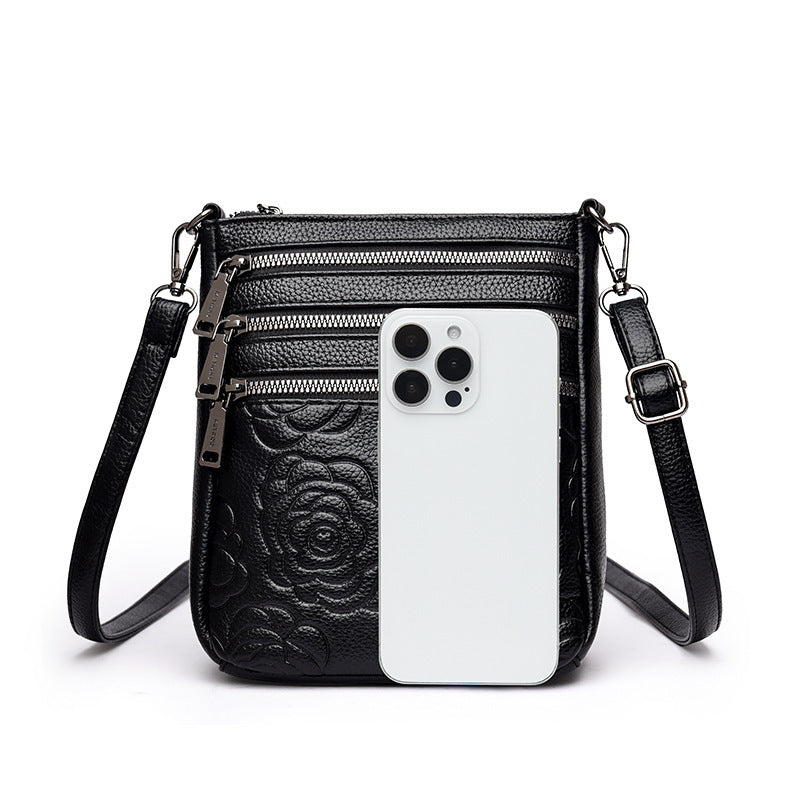 Middle-aged Lady Mother Casual Embossed Shoulder Bag Height