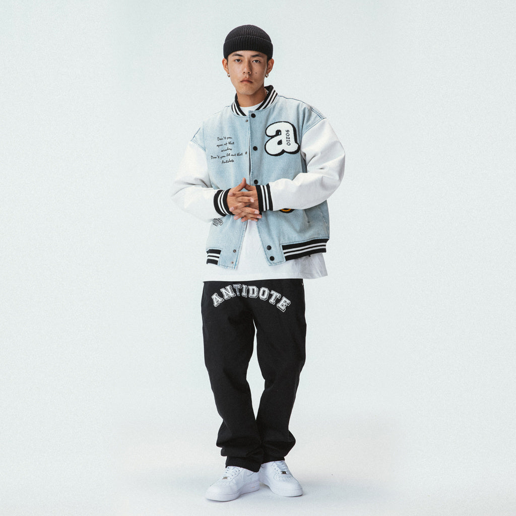 Cotton Towel Embroidered Washed Denim Baseball Uniform