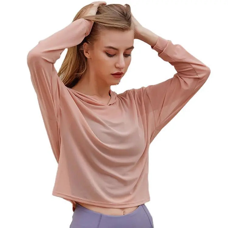 Mesh hooded sports blouse women Nipaaj