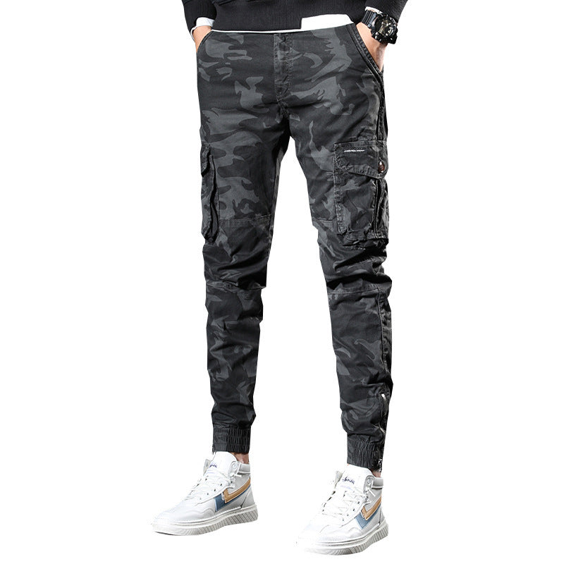 Men's slim overalls Korean casual pants shot by youth