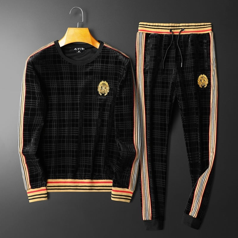 Trendy embroidery men's casual sports suit