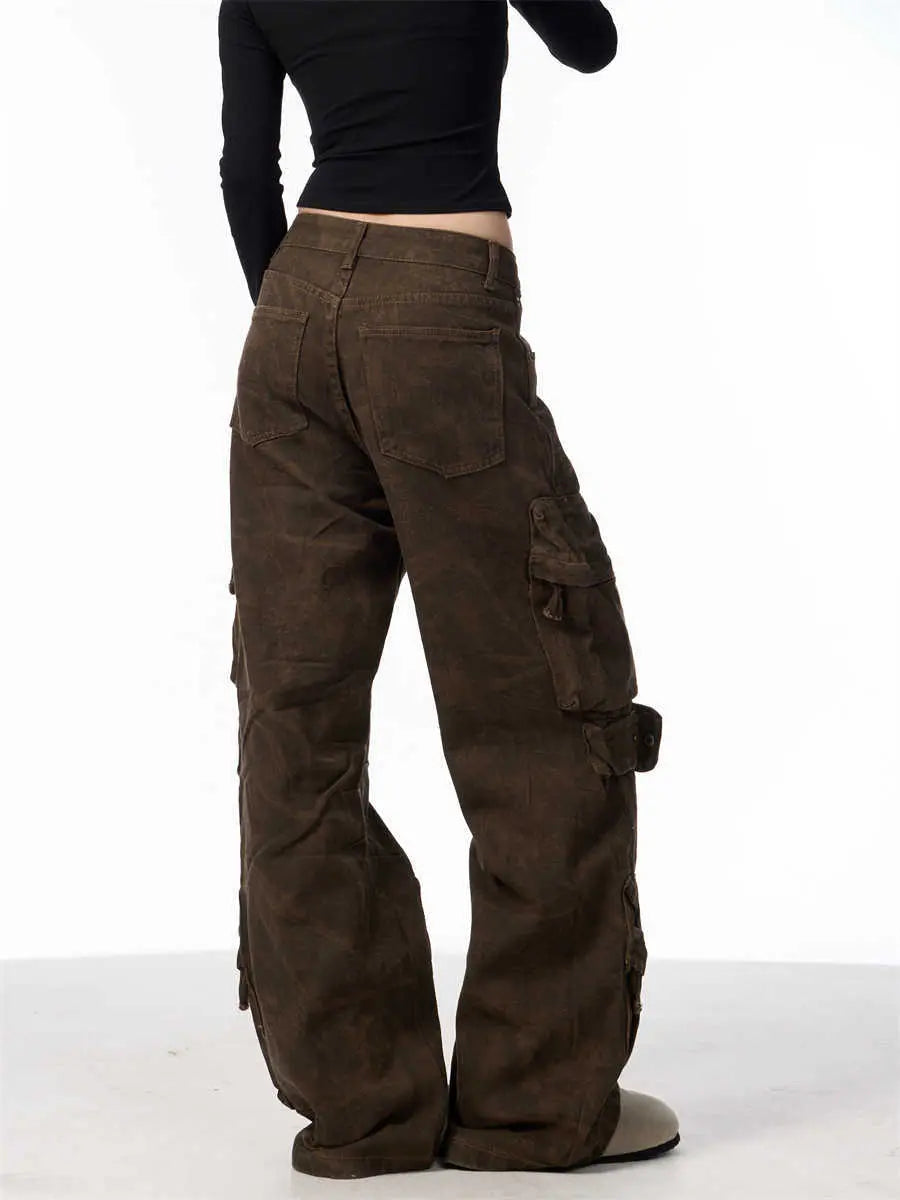 Camouflage Cargo Pants Women's Loose Wide Leg Jeans Nipaaj