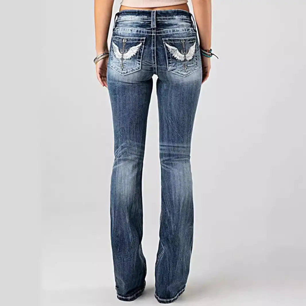 European And American Ladies Heavy Industry Washing Stretch Denim Trousers Nipaaj