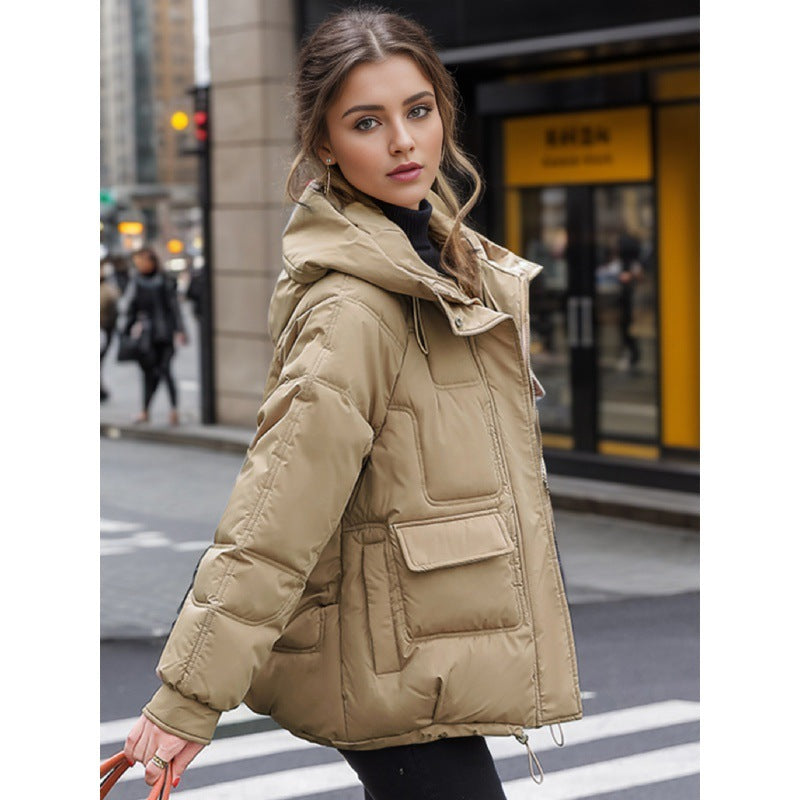 Hooded Down Cotton Clothes For Women New Short Winter Large Size Thick Multi-pocket Cotton Jacket Coat Trendy
