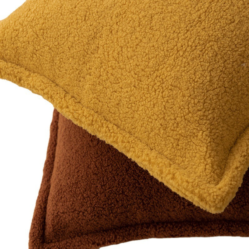 Sofa Backrest Grain Wool Plush Pillow Bedside Cushion