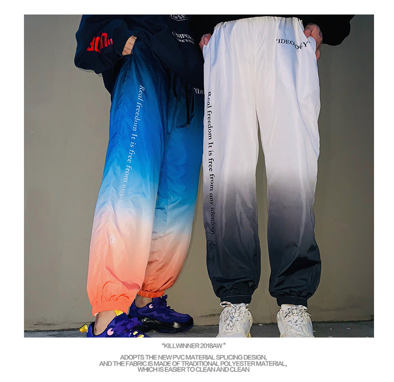 Gradient beam pants national tide men and women lovers ins street hip hop pants