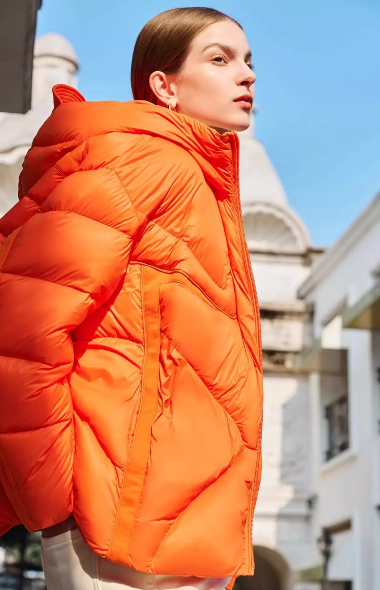 Short White Duck Down Hooded Down Jacket Women null