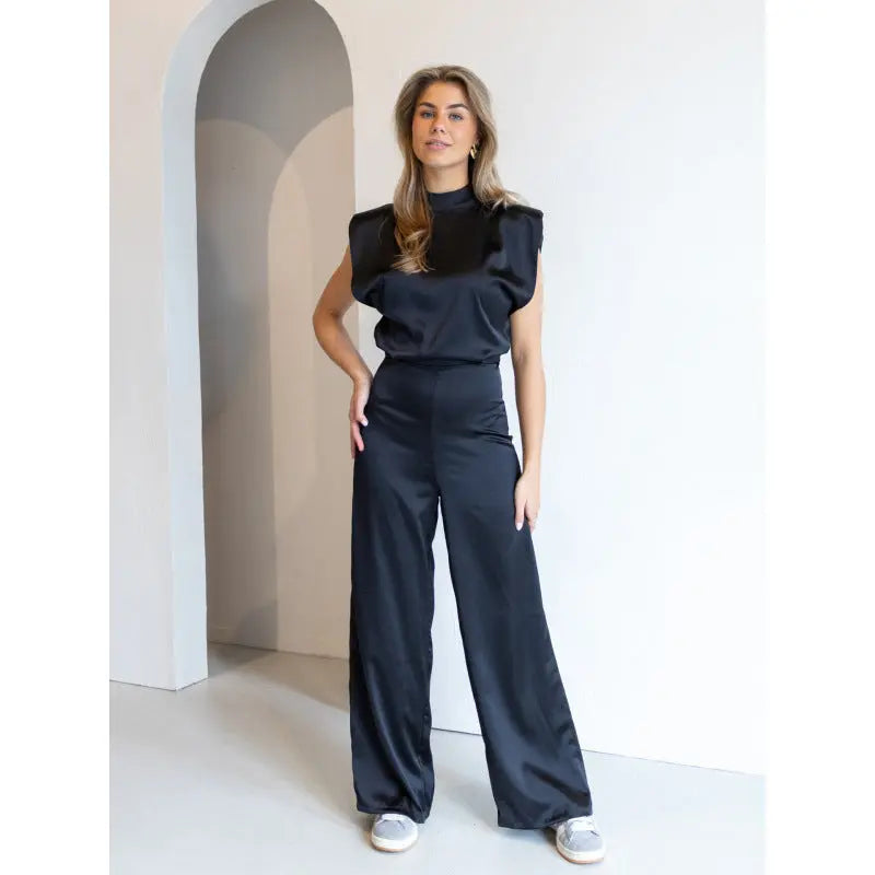 Backless Evening Dress Jumpsuit Solid Color Casual Straight Pants null