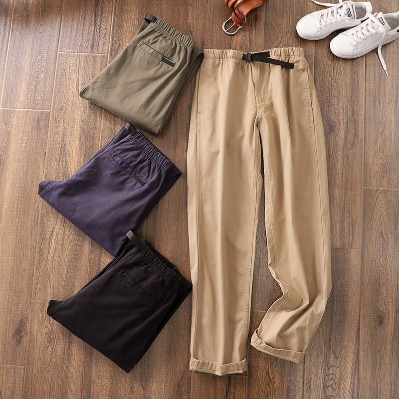 Men's Trousers Cotton Buckle Overalls Retro Pants