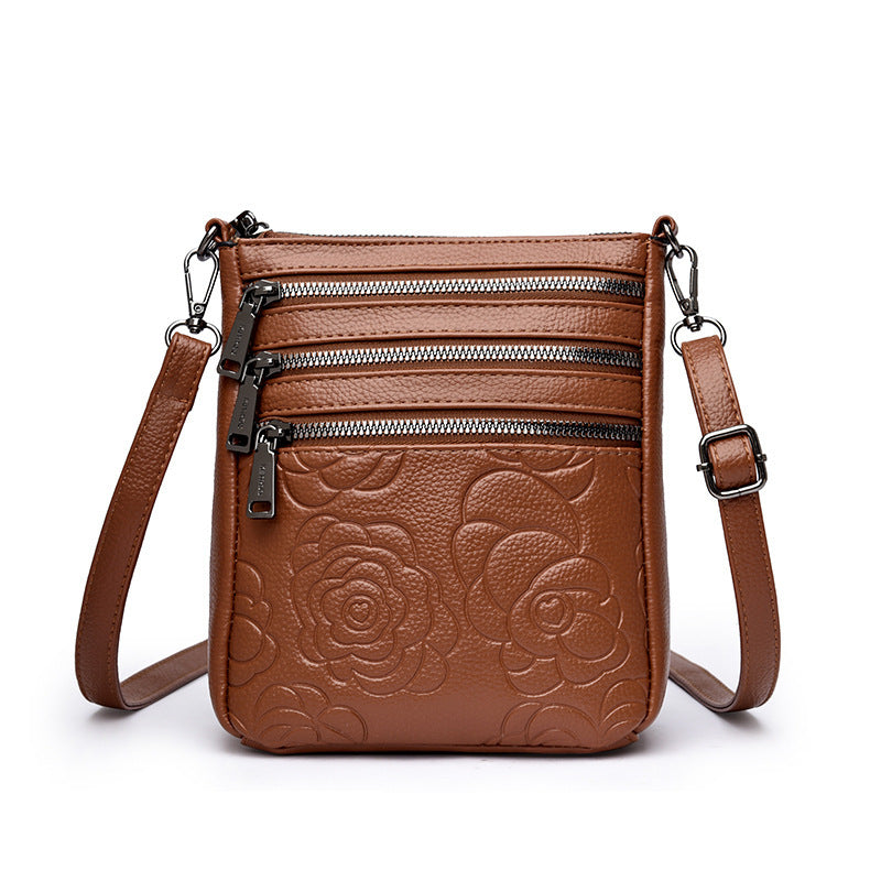 Middle-aged Lady Mother Casual Embossed Shoulder Bag Height