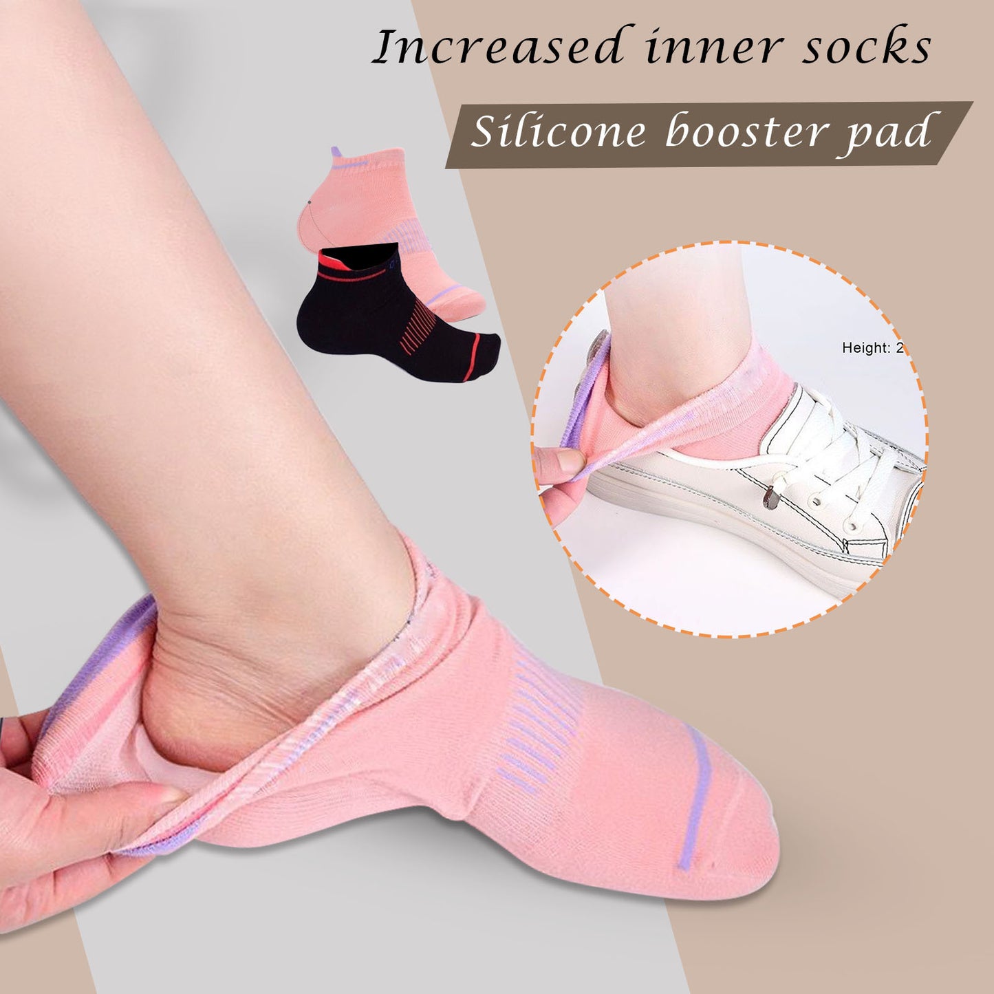 Invisible Insole Silicone For Heightening Socks