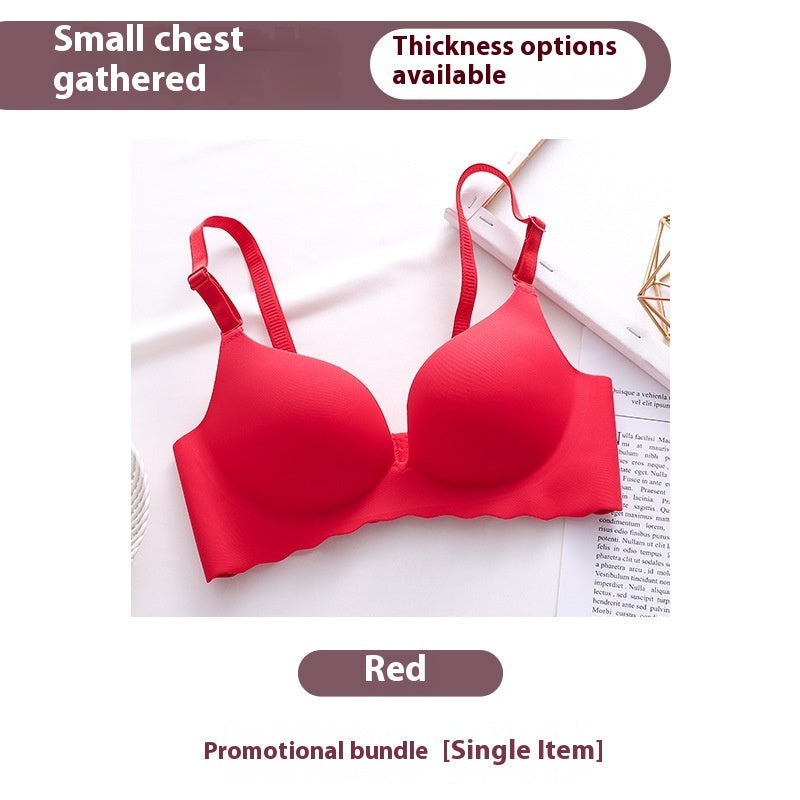 Women's Pure Color All-matching Macarons One Piece Underwear Bra-free